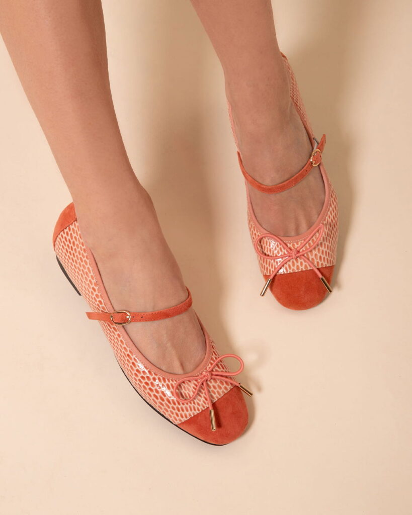 Ballerines a brides corail