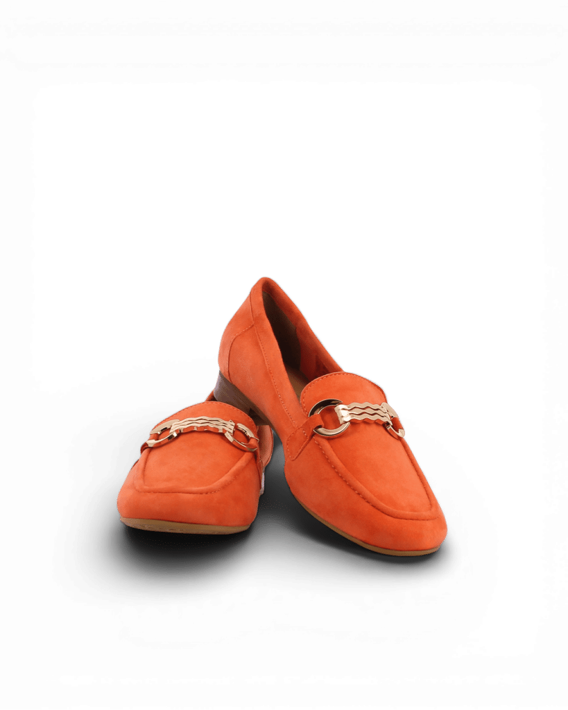 mocassin daim femme corail