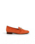 Mocassin daim femme corail
