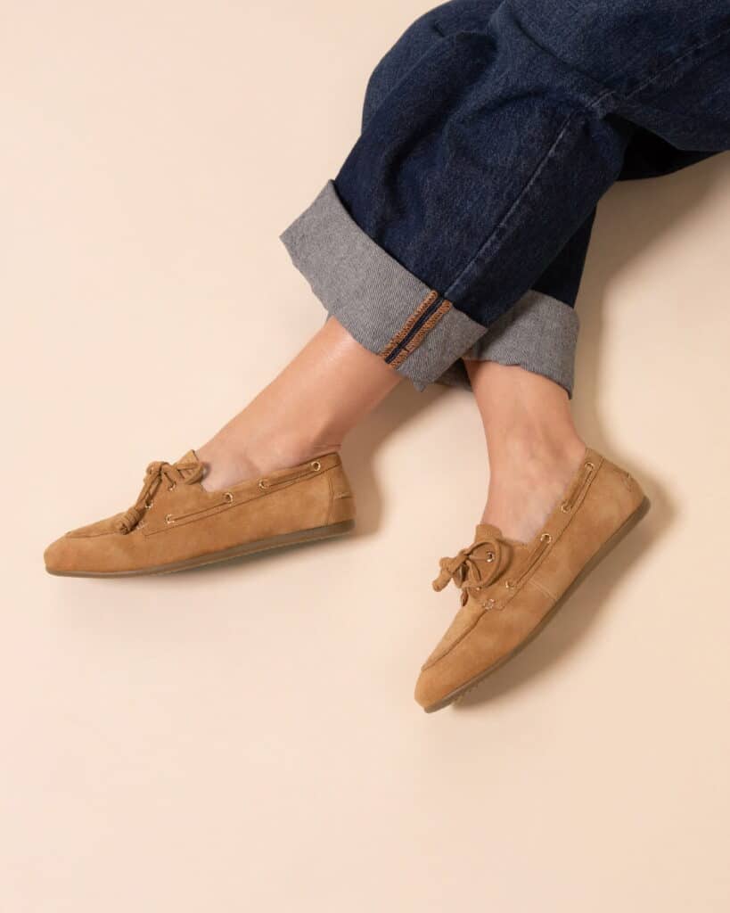 Mocassin femme bateau camel
