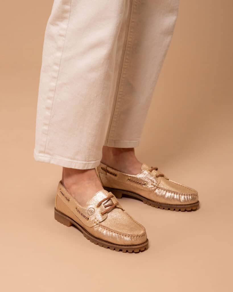 Mocassin bateau pour femme doré