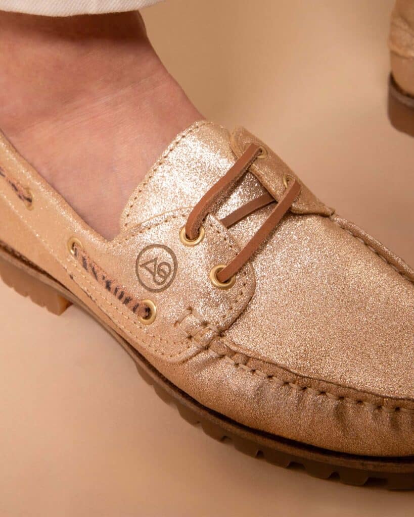 Mocassin bateau pour femme doré