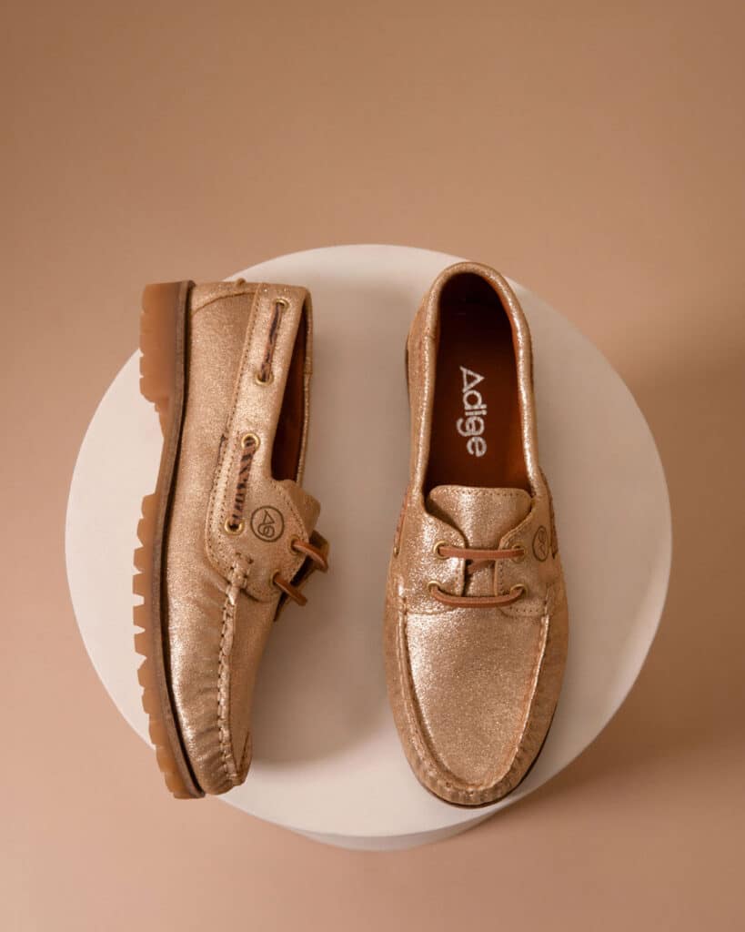 Mocassin bateau pour femme doré