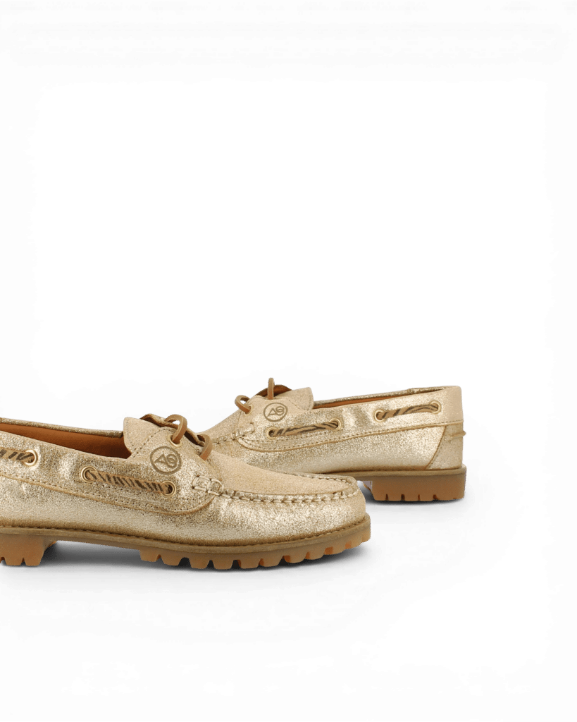 Mocassin bateau pour femme doré Nolo