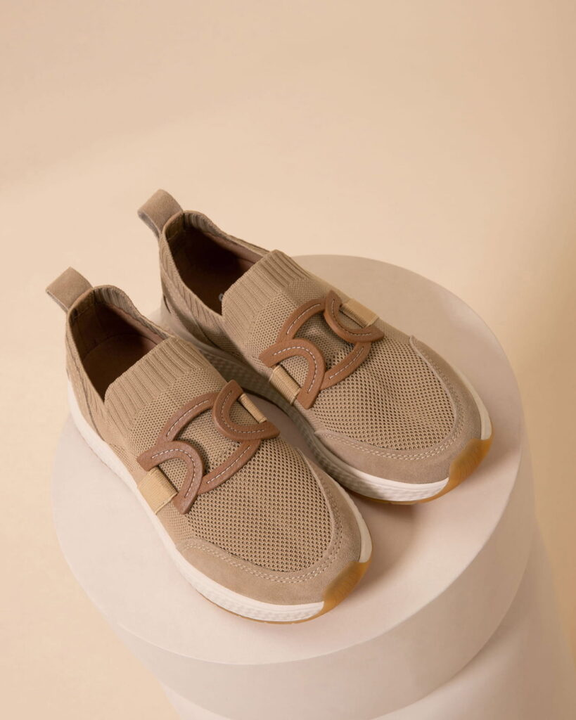 Mocassin basket femme beige