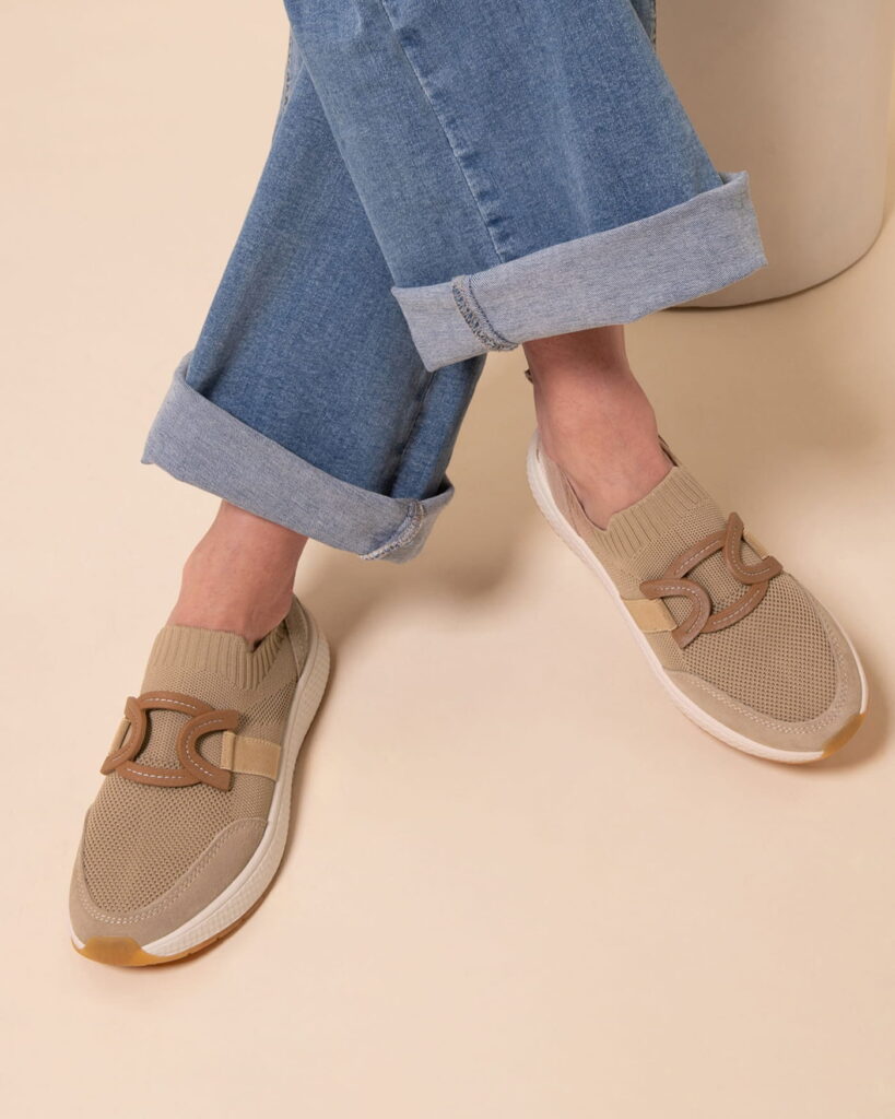 Mocassin basket femme beige