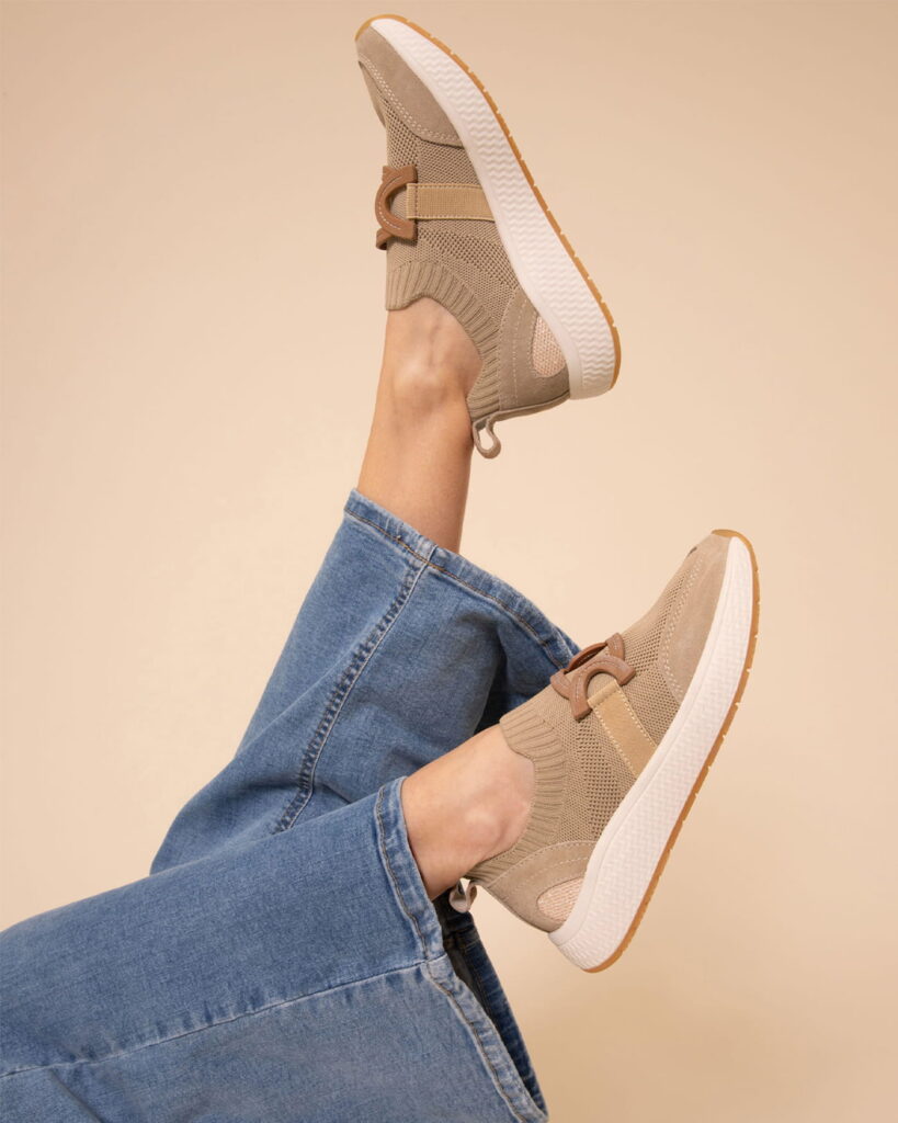 Mocassin basket femme beige