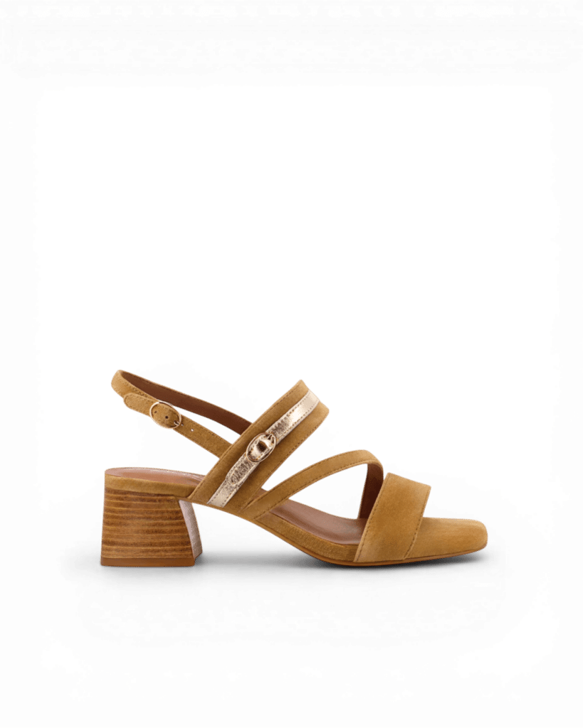 Sandale à talon camel