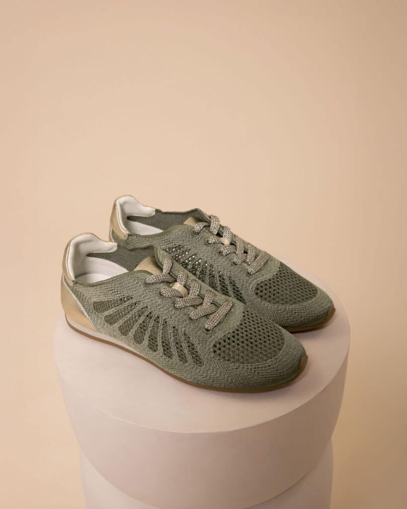 Basket ajourée femme kaki