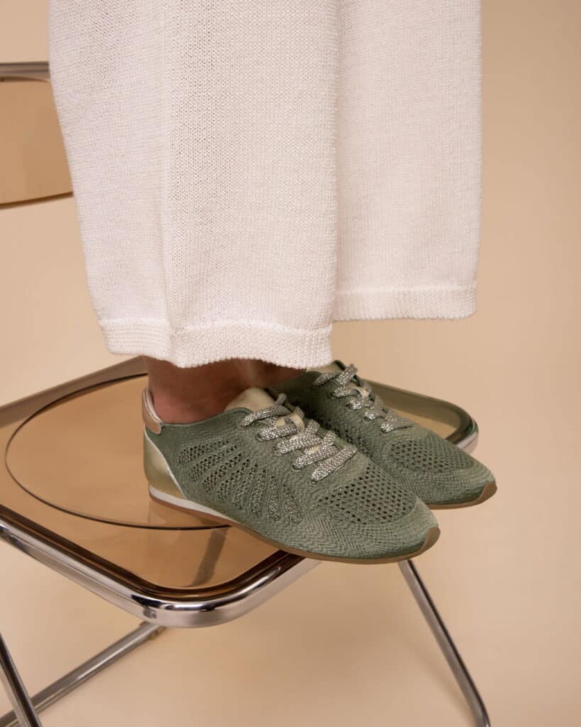 Basket ajourée femme kaki