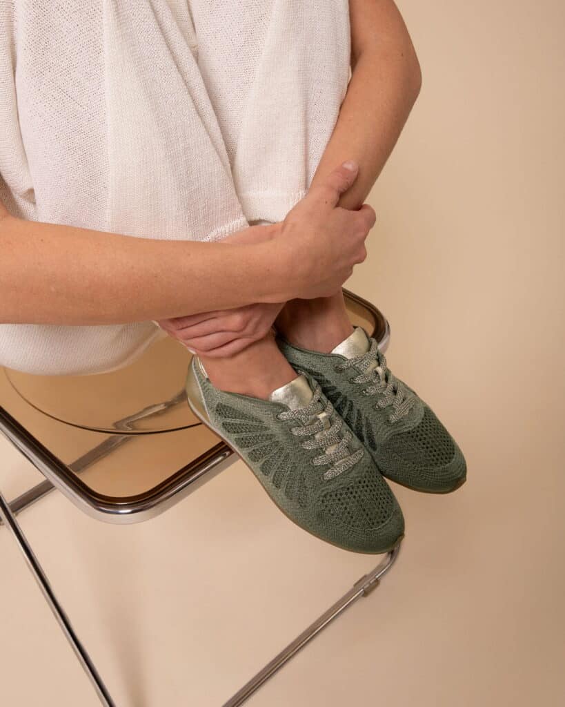 Basket ajourée femme kaki