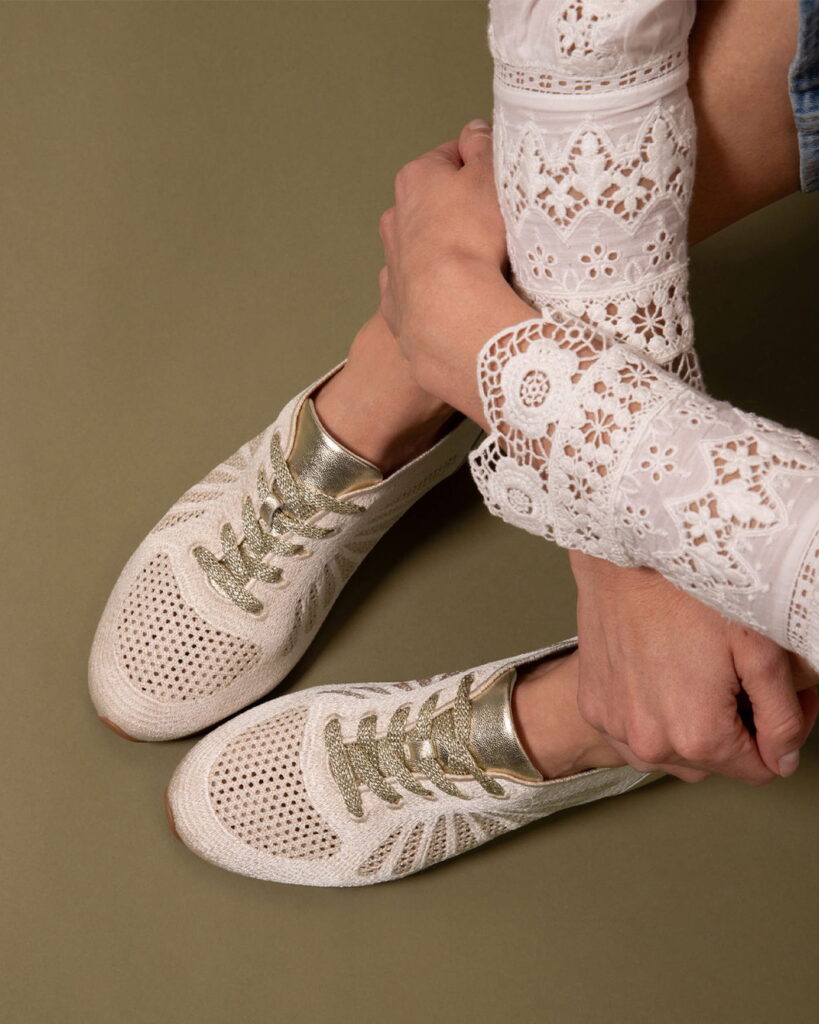 Basket toile femme beige