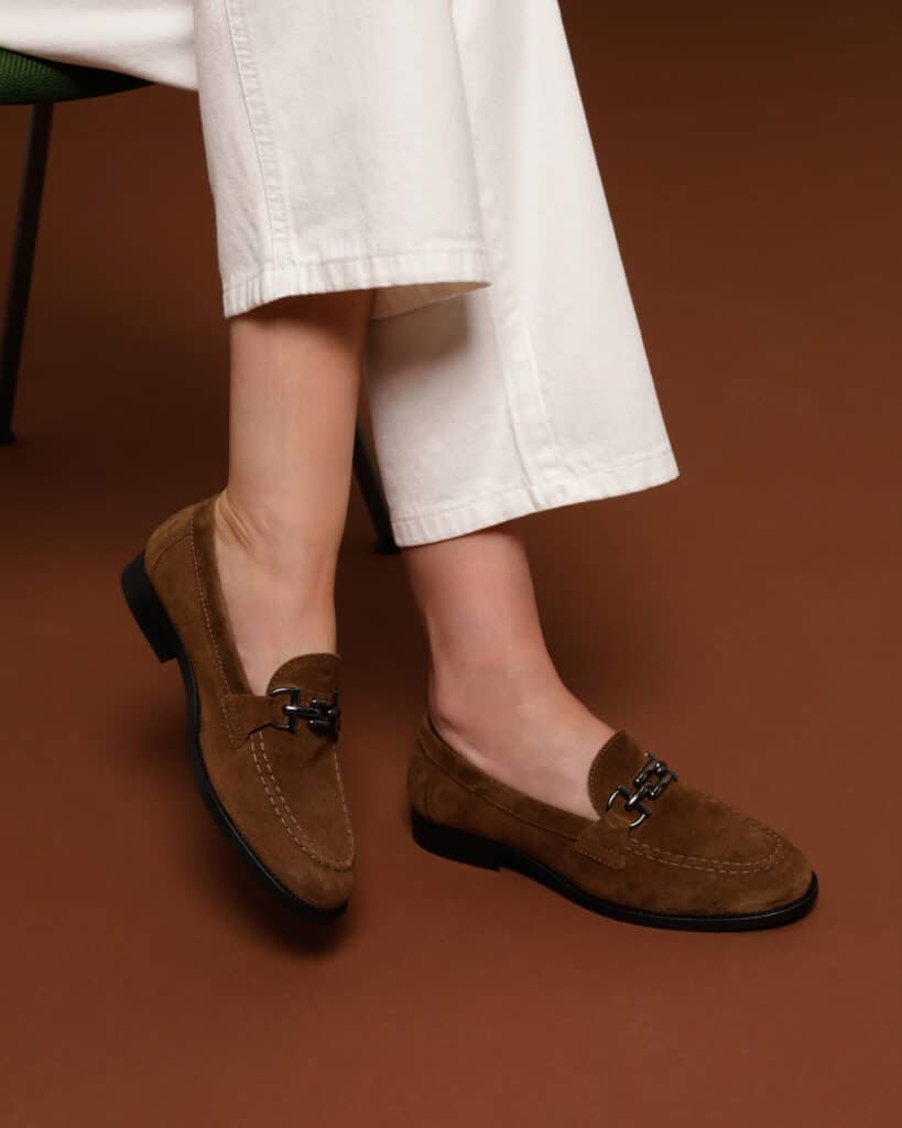 Mocassin en daim femme noix eve