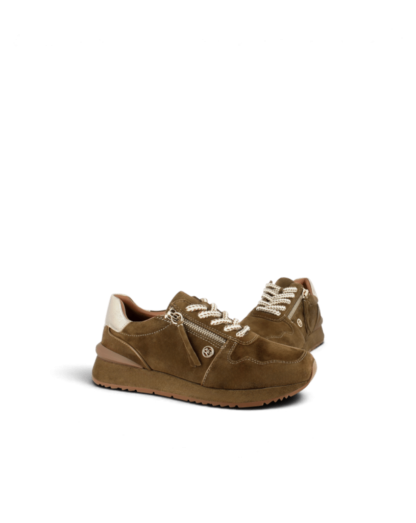 Basket femme cuir velours noix Yapo
