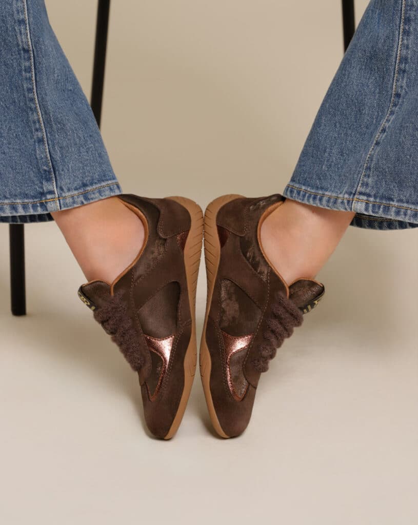 Basket chocolat femme en cuir suédé Dragon