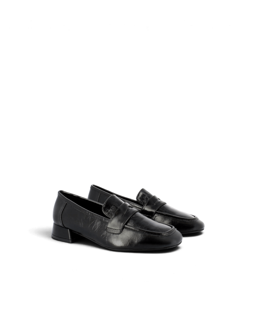 Mocassin petit talon femme noir Ilias