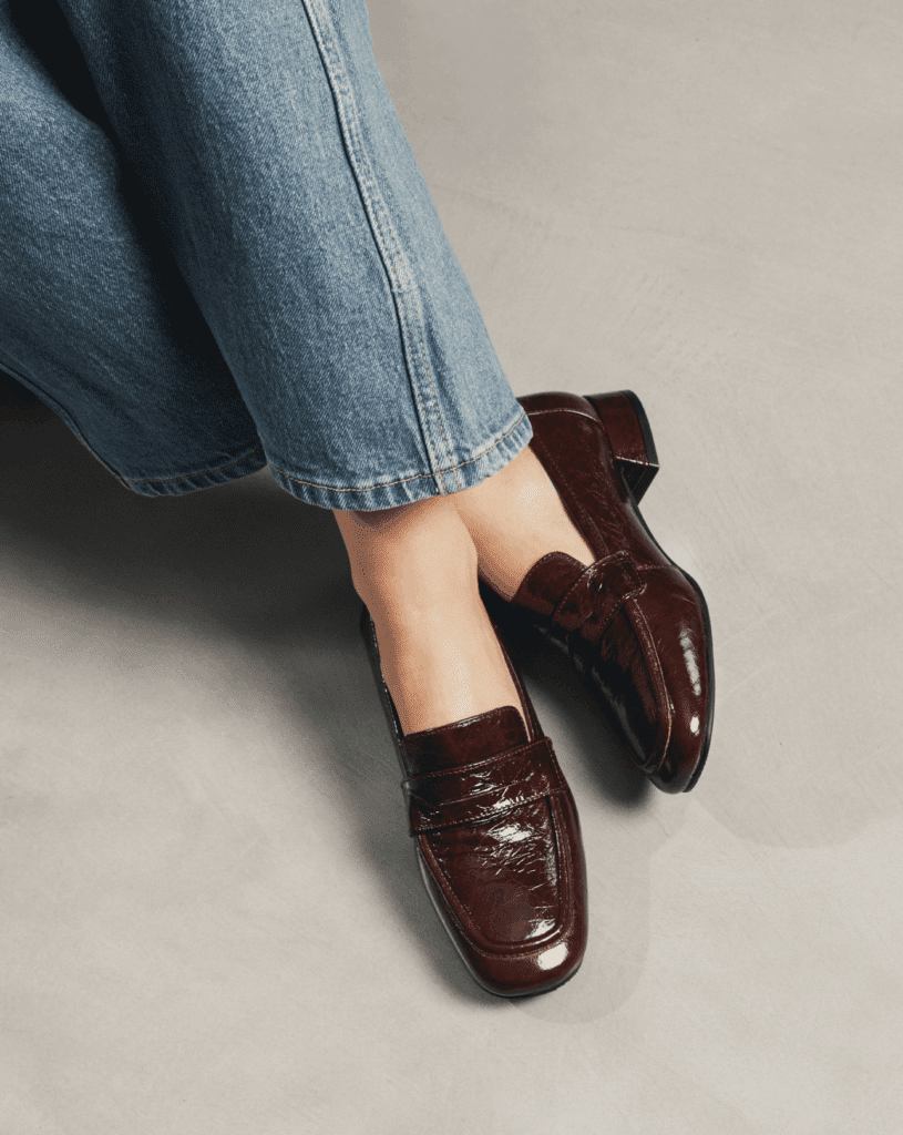 Mocassin petit talon femme prune Ilias