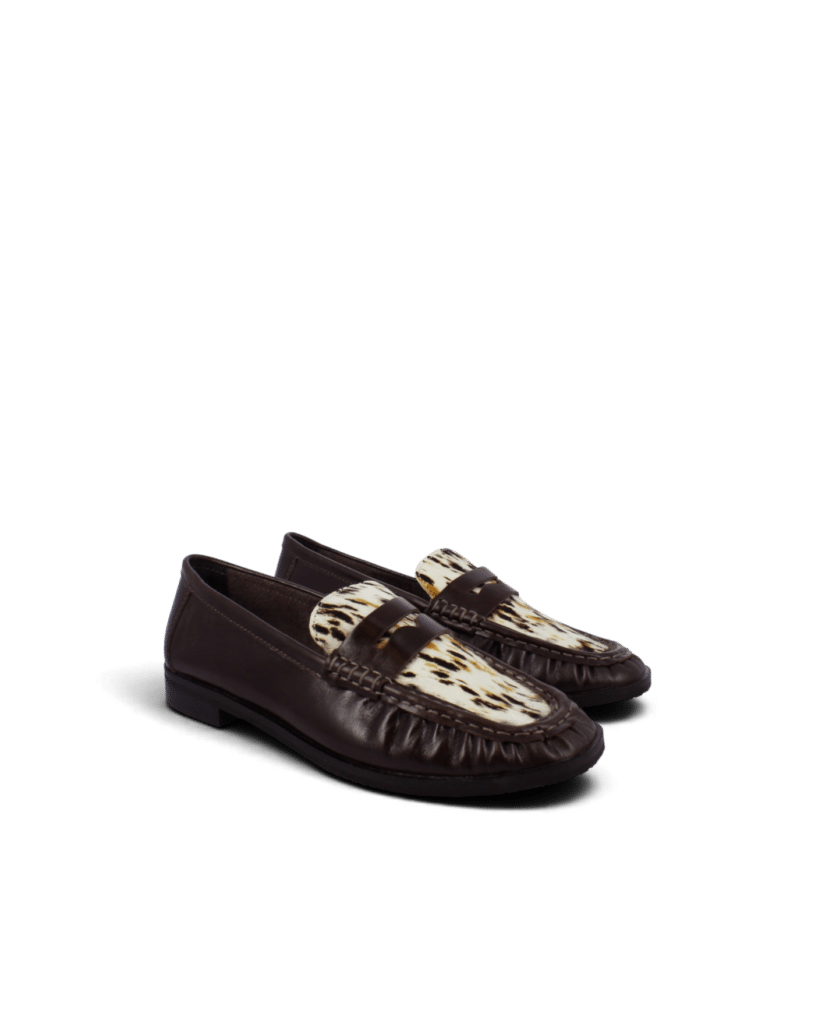 Mocassins imprimé animal femme moka Kuri