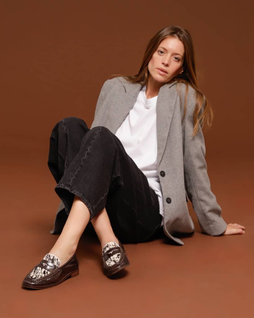 Mocassins imprimé animal femme moka Kuri