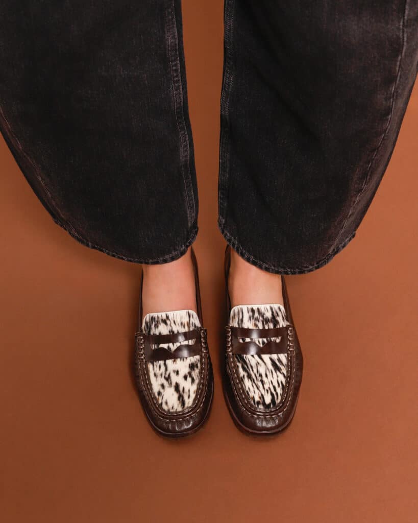 Mocassins imprimé animal femme moka Kuri