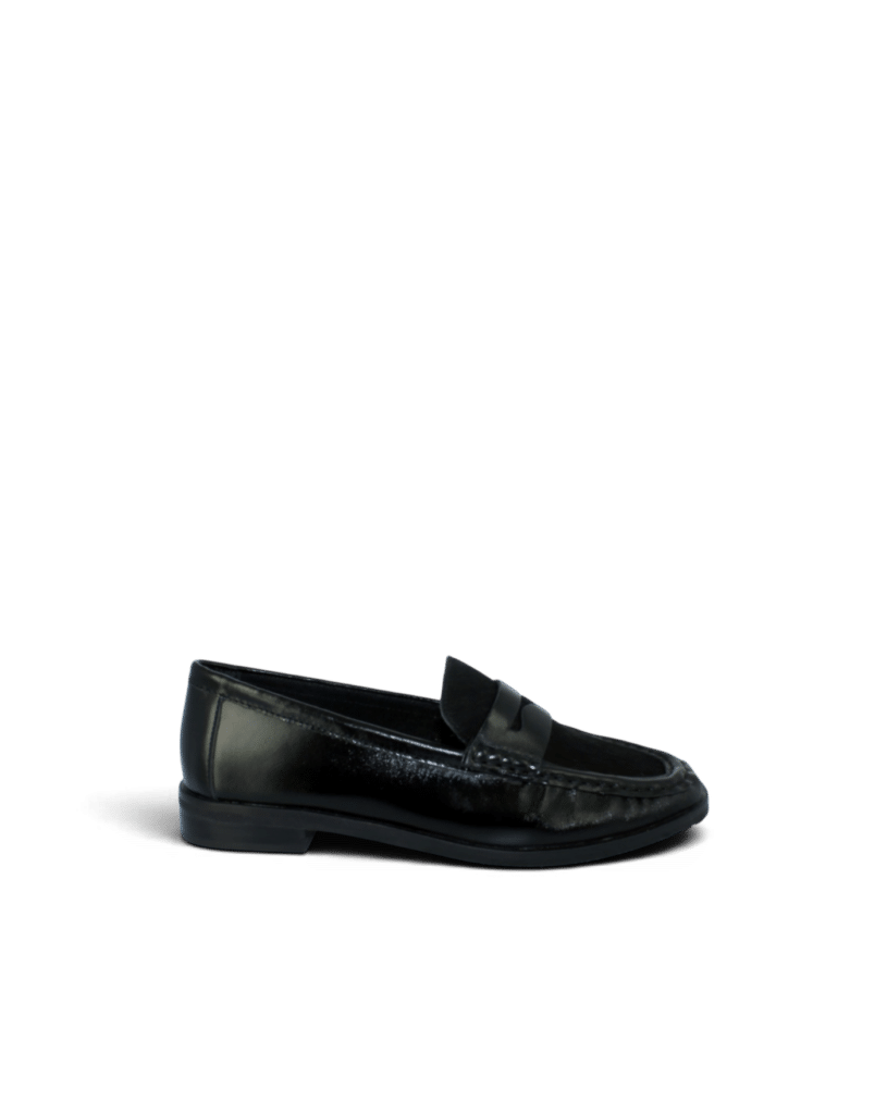 Mocassin à poil femme noir Kuri