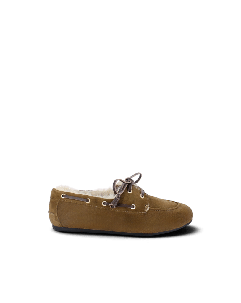 Mocassin fourrure femme noix