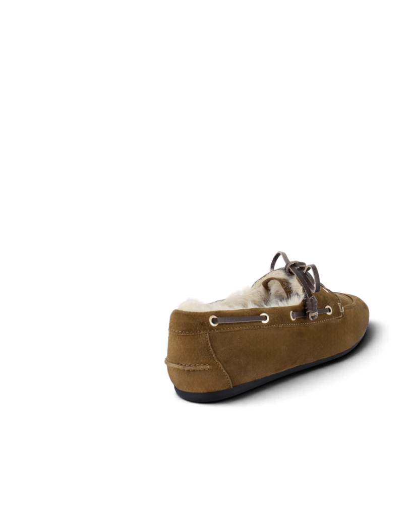 Mocassin fourrure femme noix