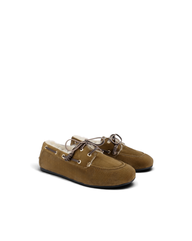 Mocassin fourrure femme noix