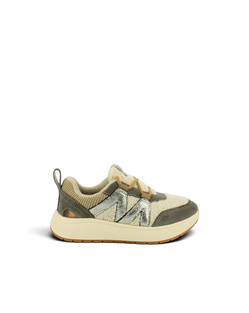 Basket fourrure femme en cuir gris Omega 3