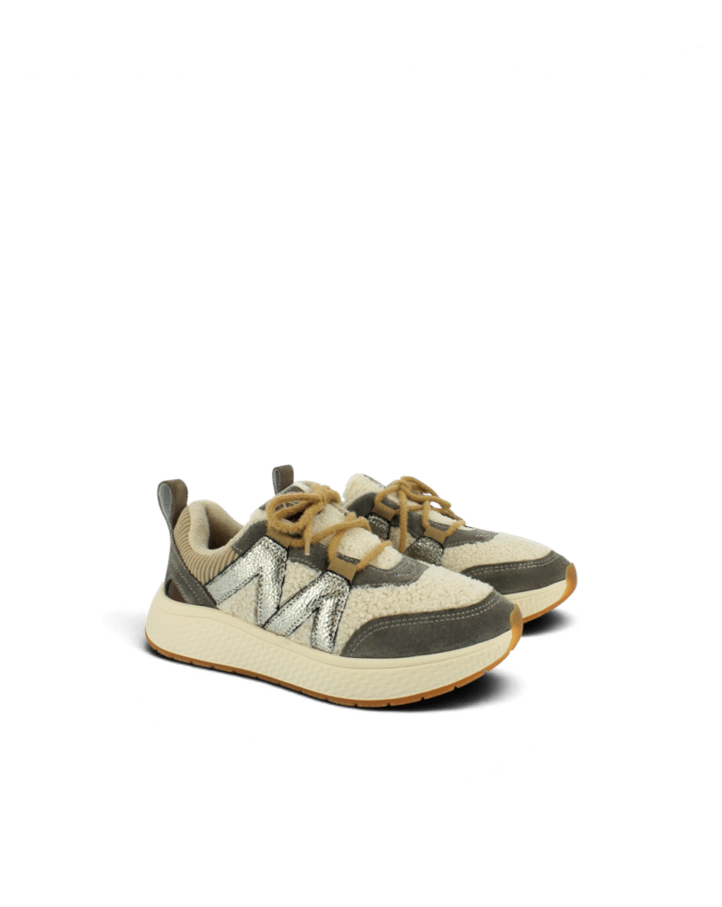 Basket fourrure femme en cuir gris Omega 3