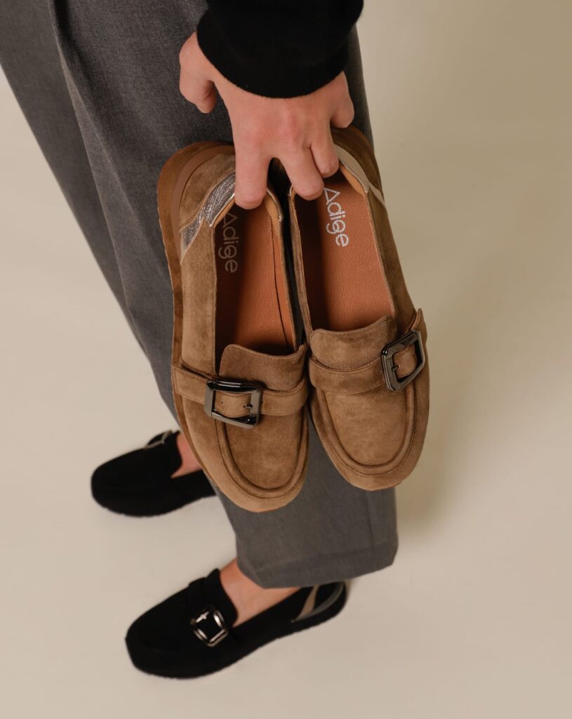 Mocassin basket femme noix