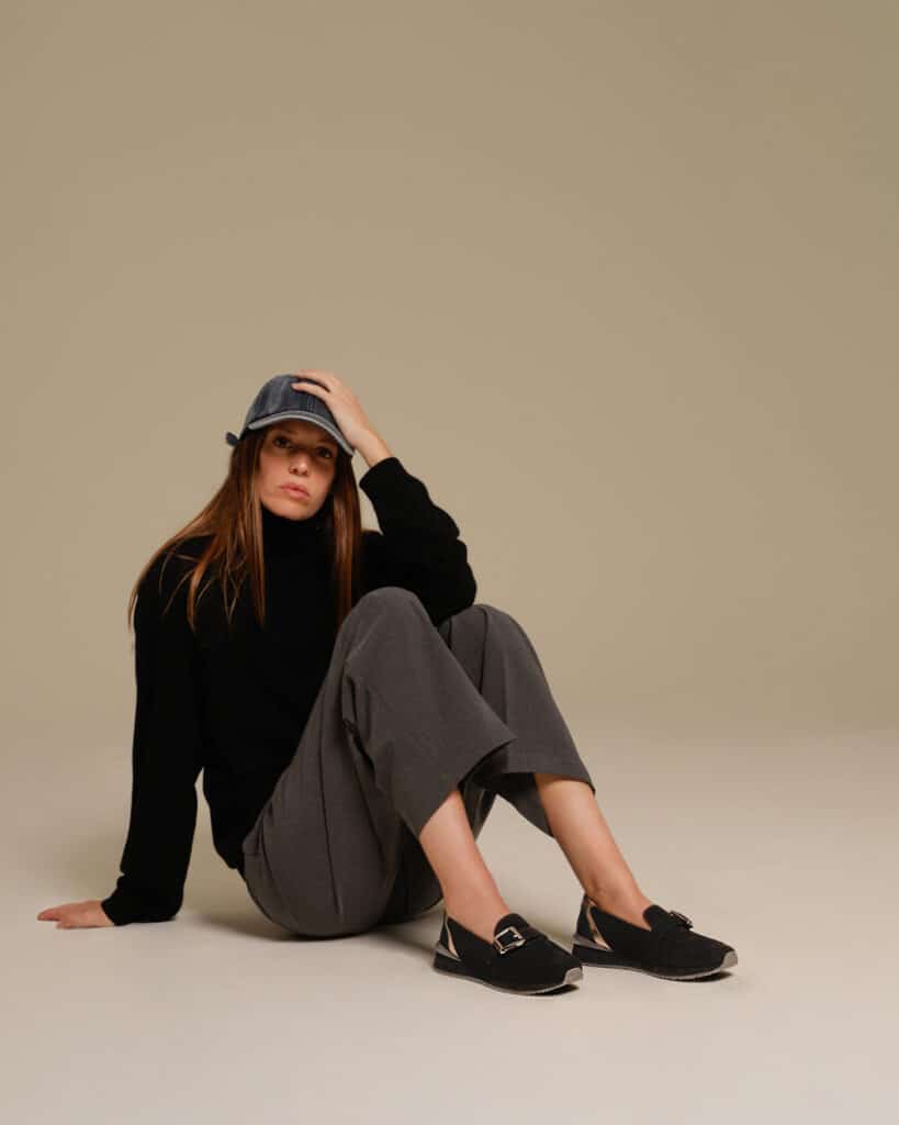 Mocassin basket femme noir Yaju