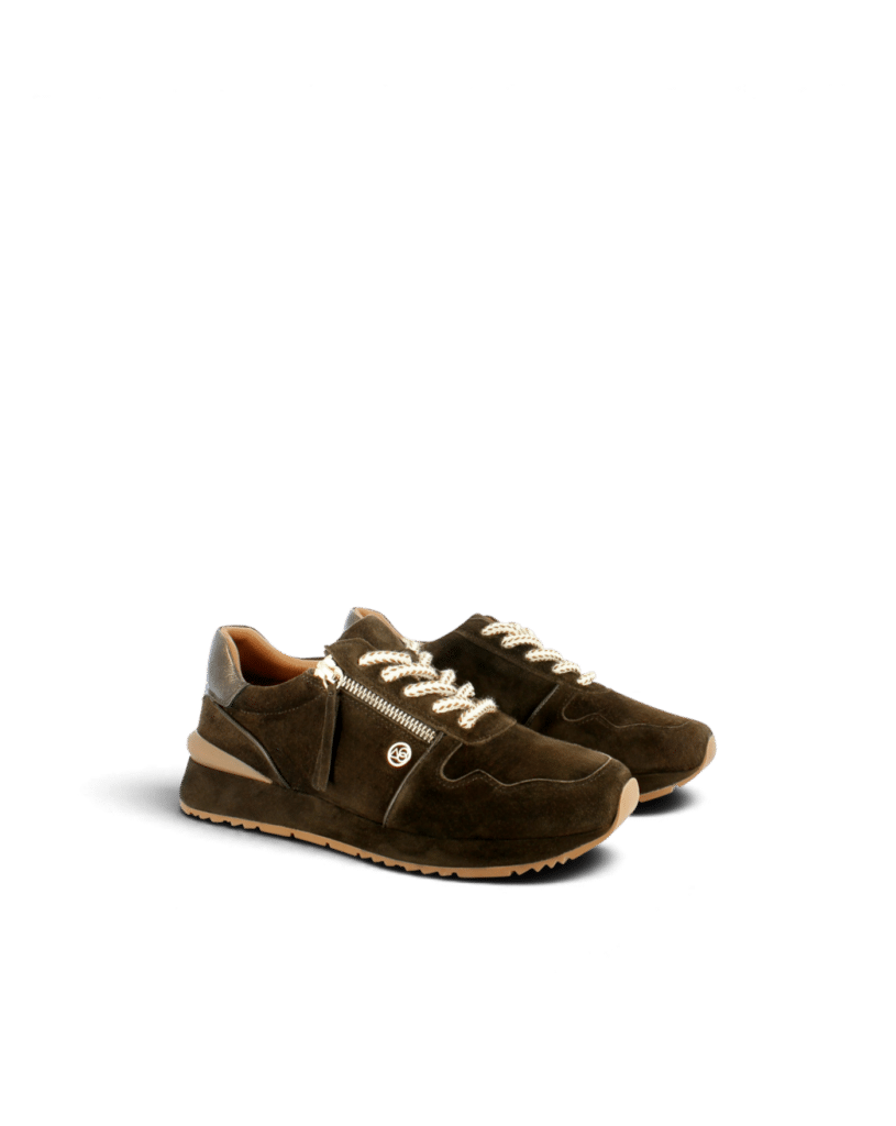 Basket femme en cuir velours chocolat à semelle gomme Yapo