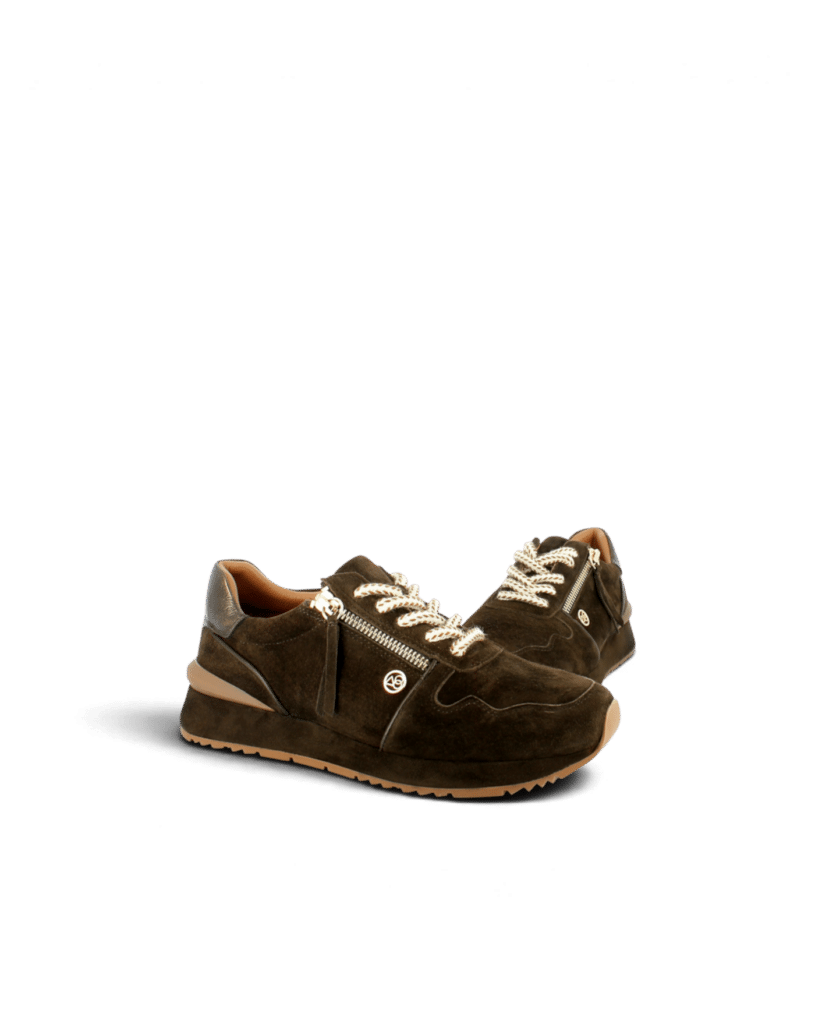 Basket femme en cuir velours chocolat à semelle gomme Yapo