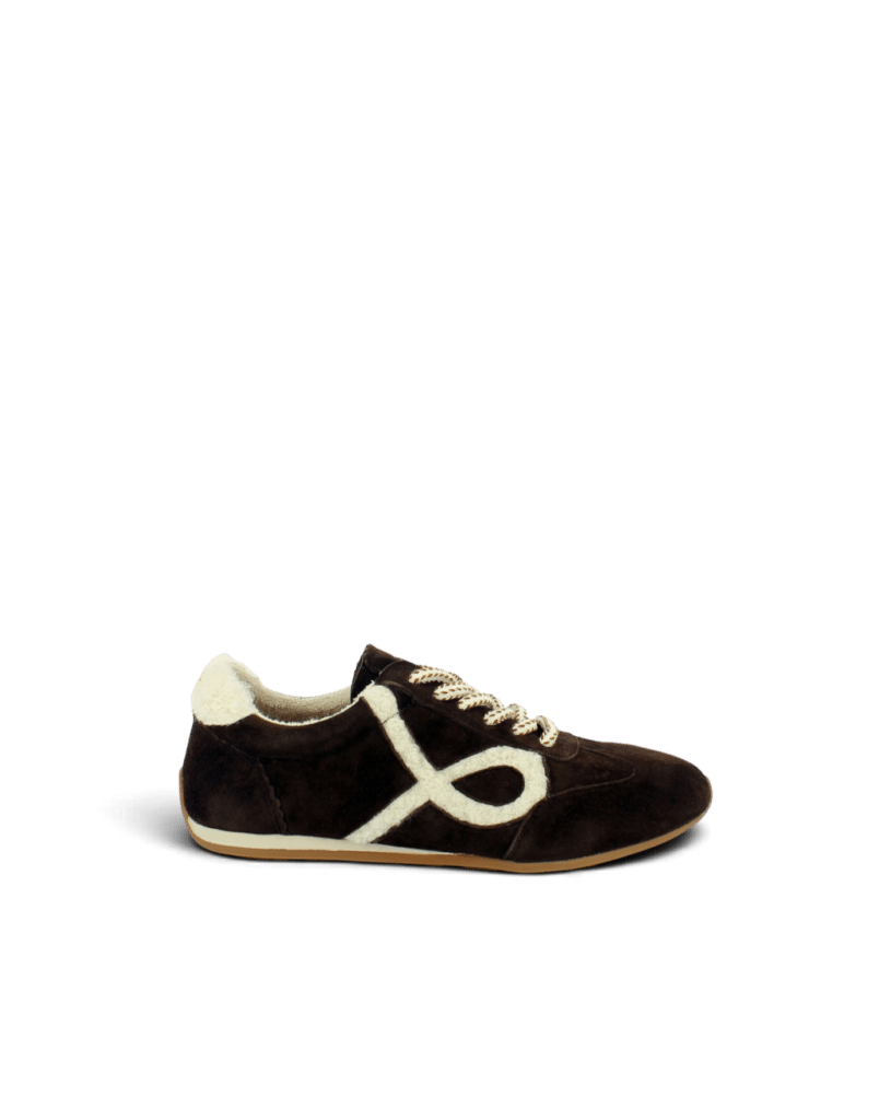 Basket fine cuir chocolat| Zan
