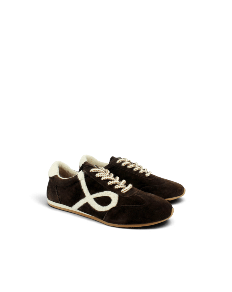 Basket fine cuir chocolat| Zan