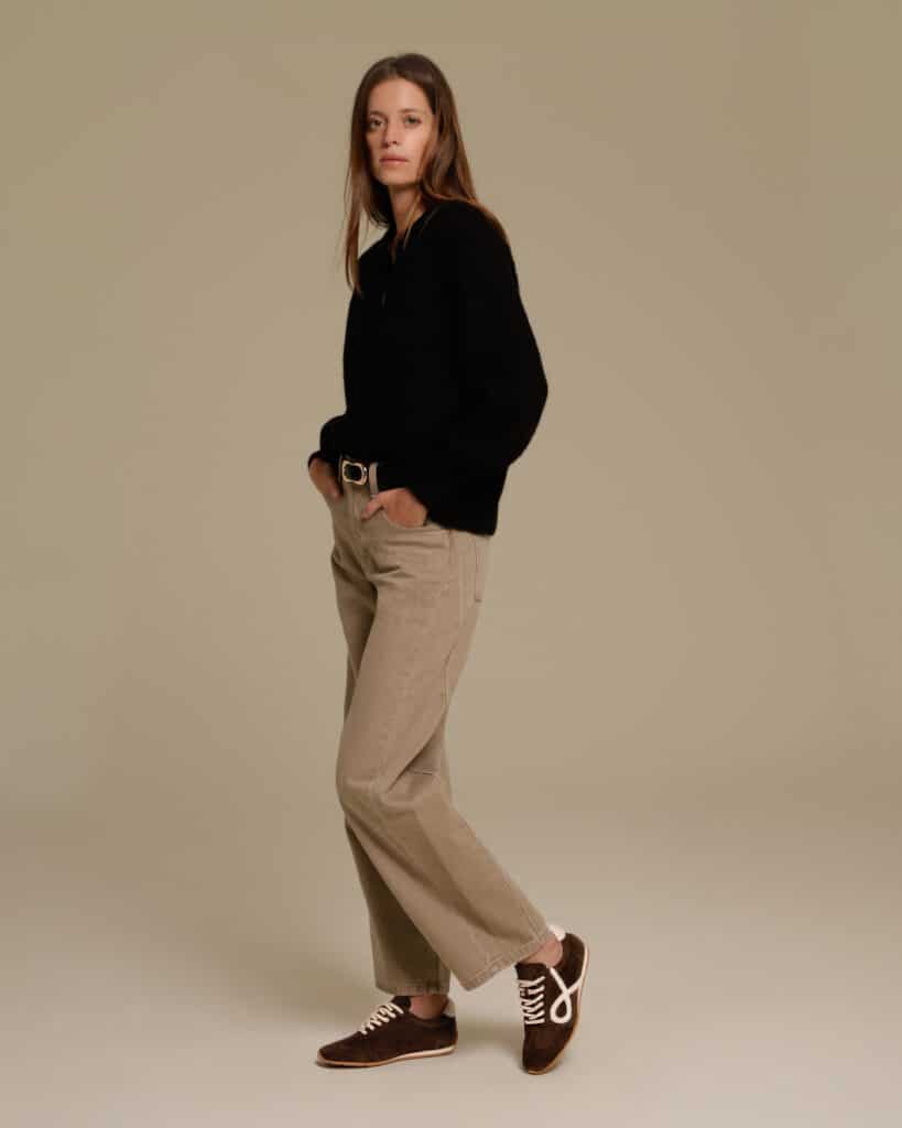 Basket fine cuir chocolat| Zan