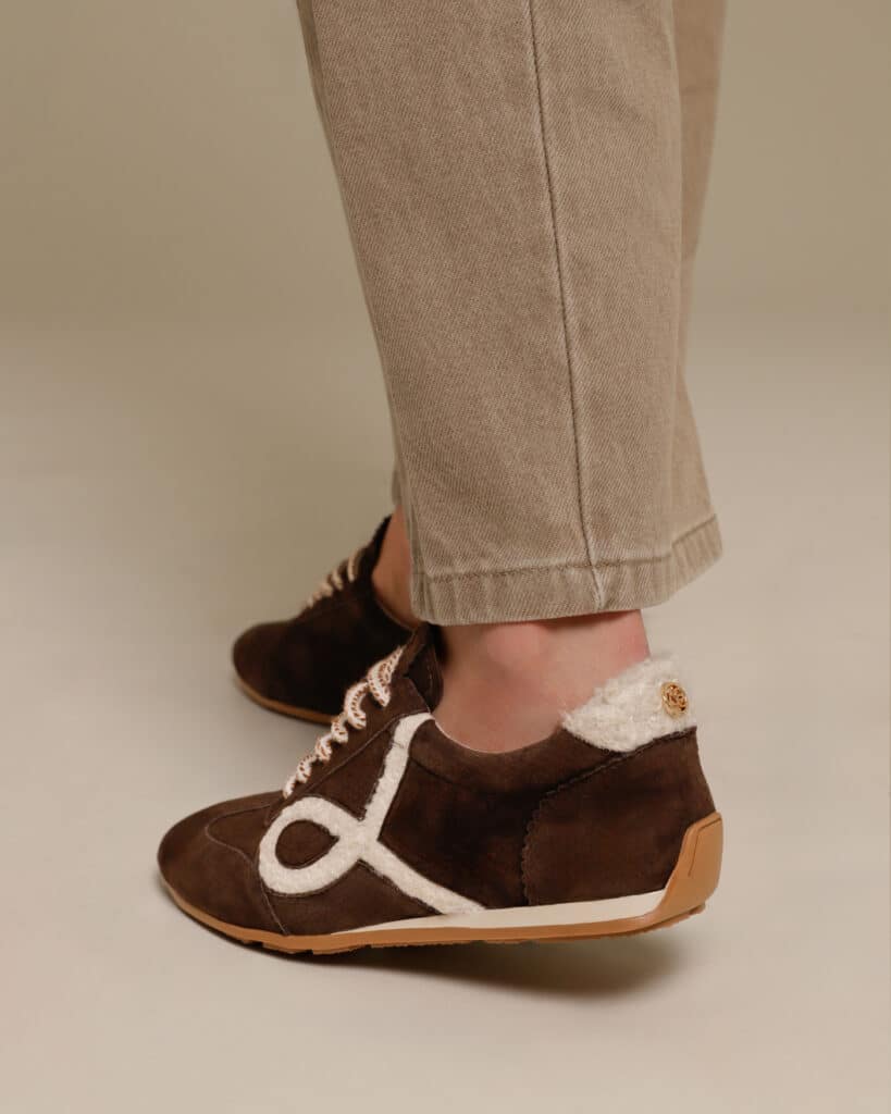 Basket fine cuir chocolat| Zan