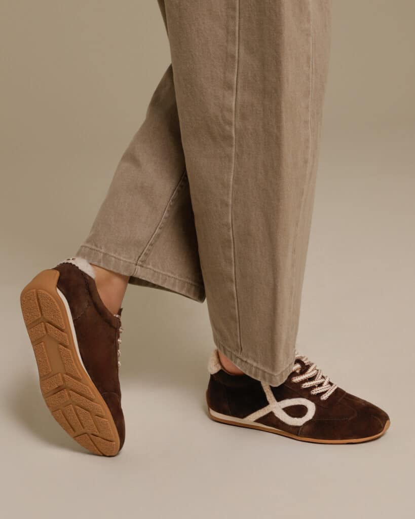 Basket fine cuir chocolat| Zan