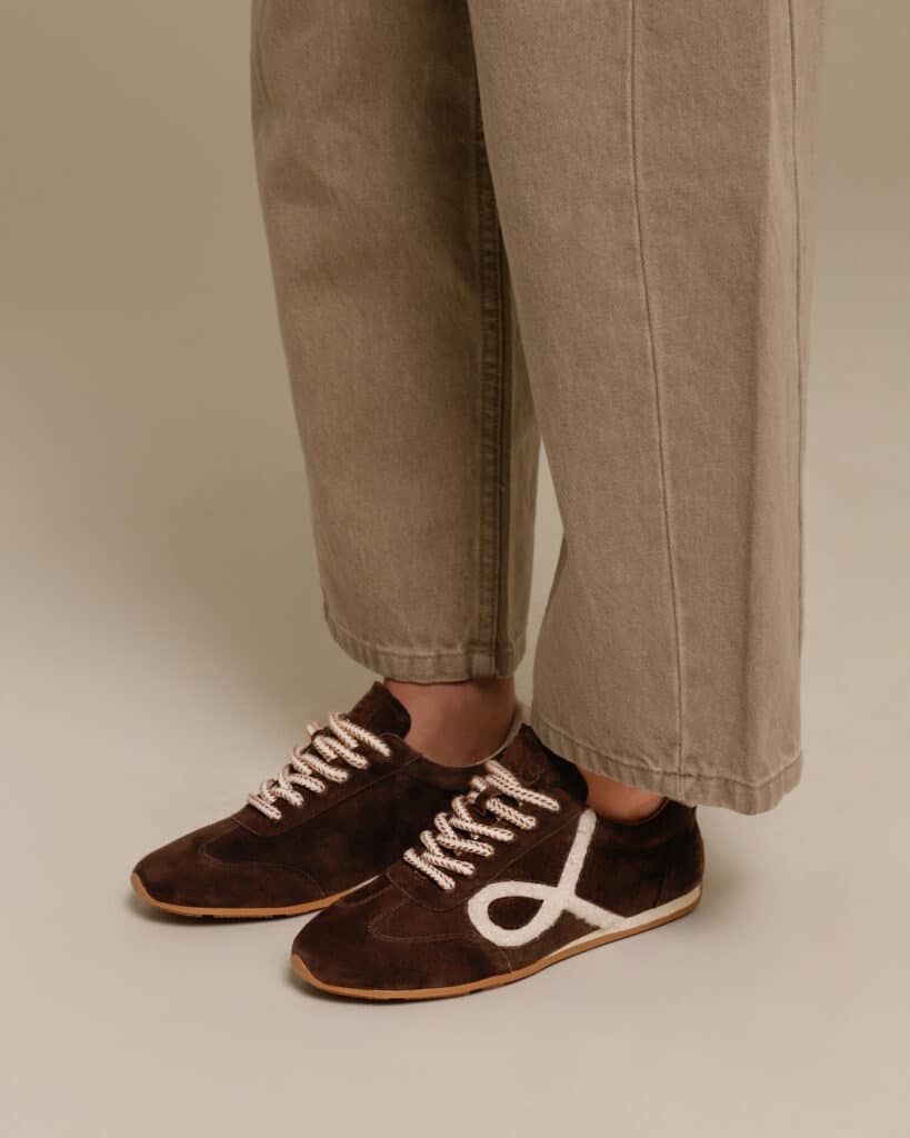 Basket fine cuir chocolat| Zan