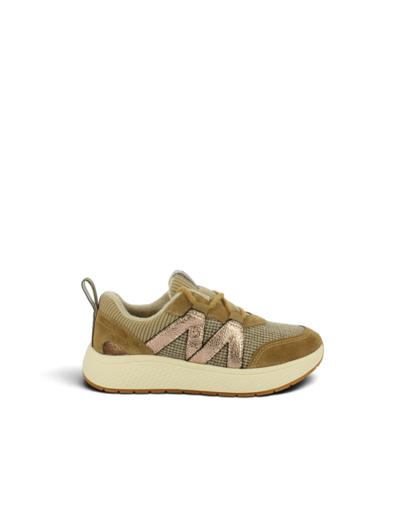 Basket fourrure femme en cuir camel