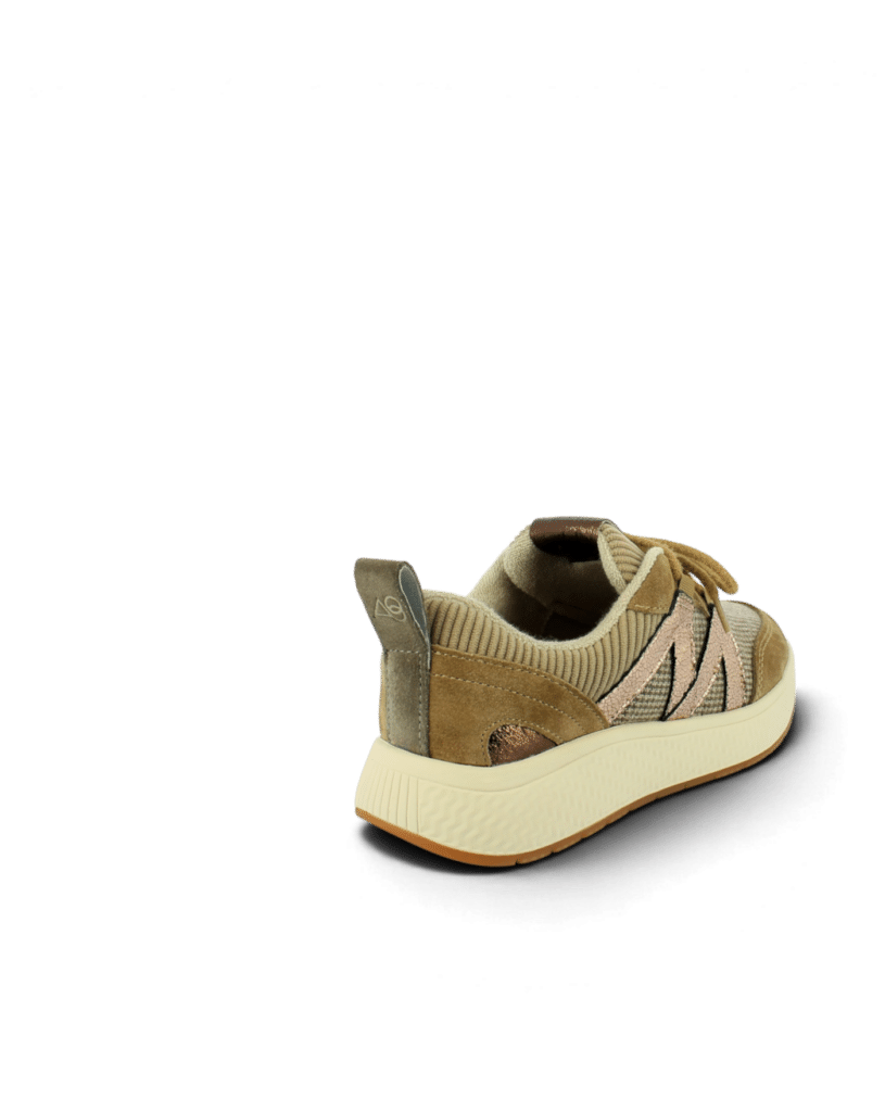 Basket fourrure femme en cuir camel