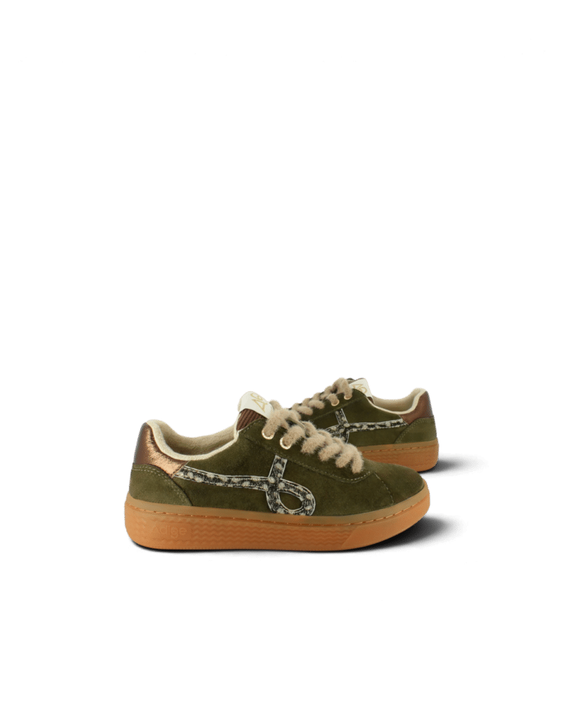 Basket femme cuir kaki Alfa1