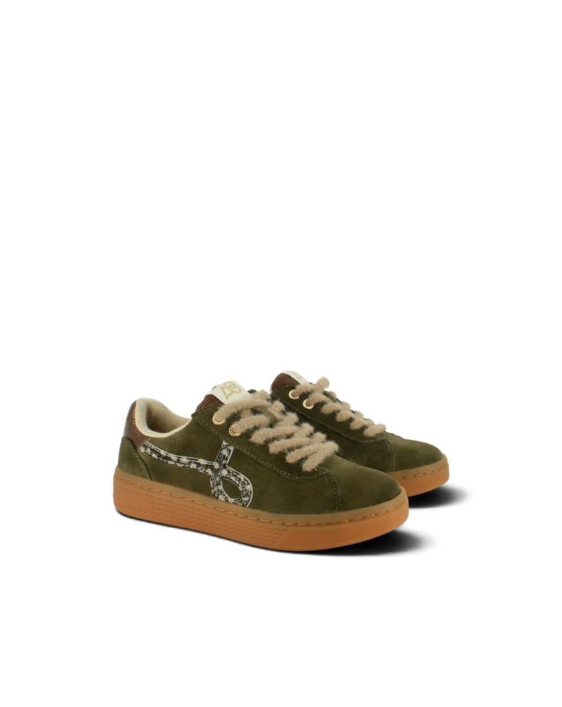 Basket femme cuir kaki Alfa1