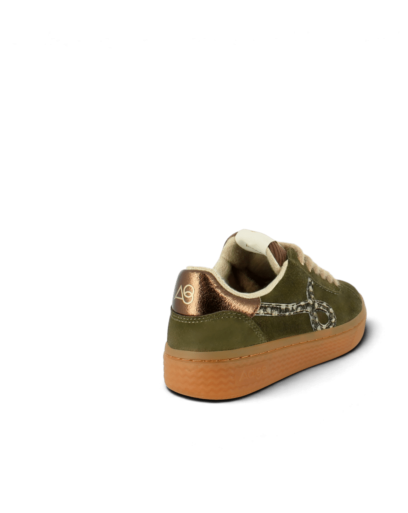 Basket femme cuir kaki Alfa1