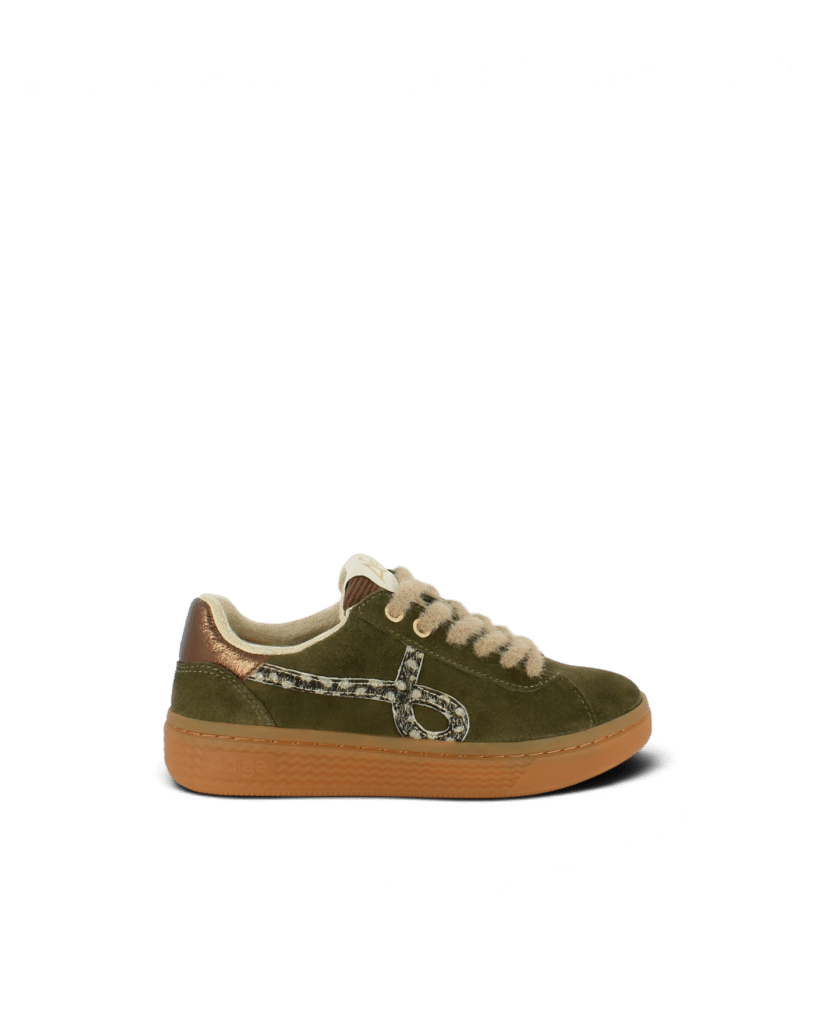 Basket femme cuir kaki Alfa1