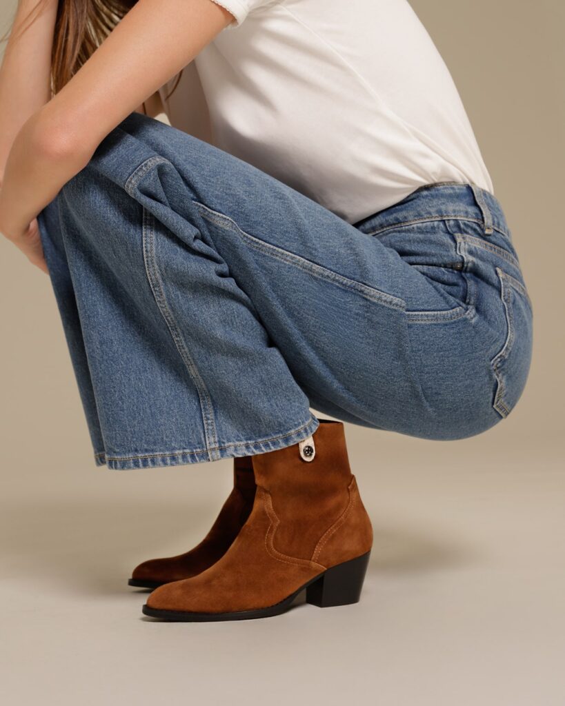 Bottine santiag femme en cuir