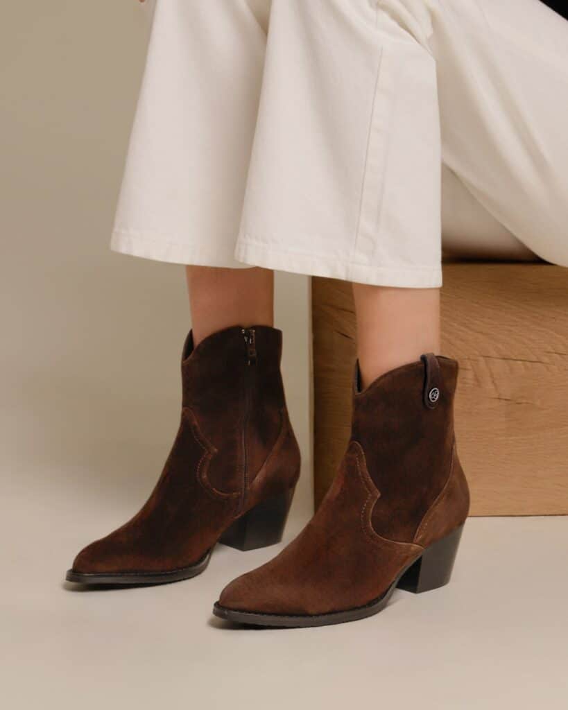Bottine santiag femme en cuir