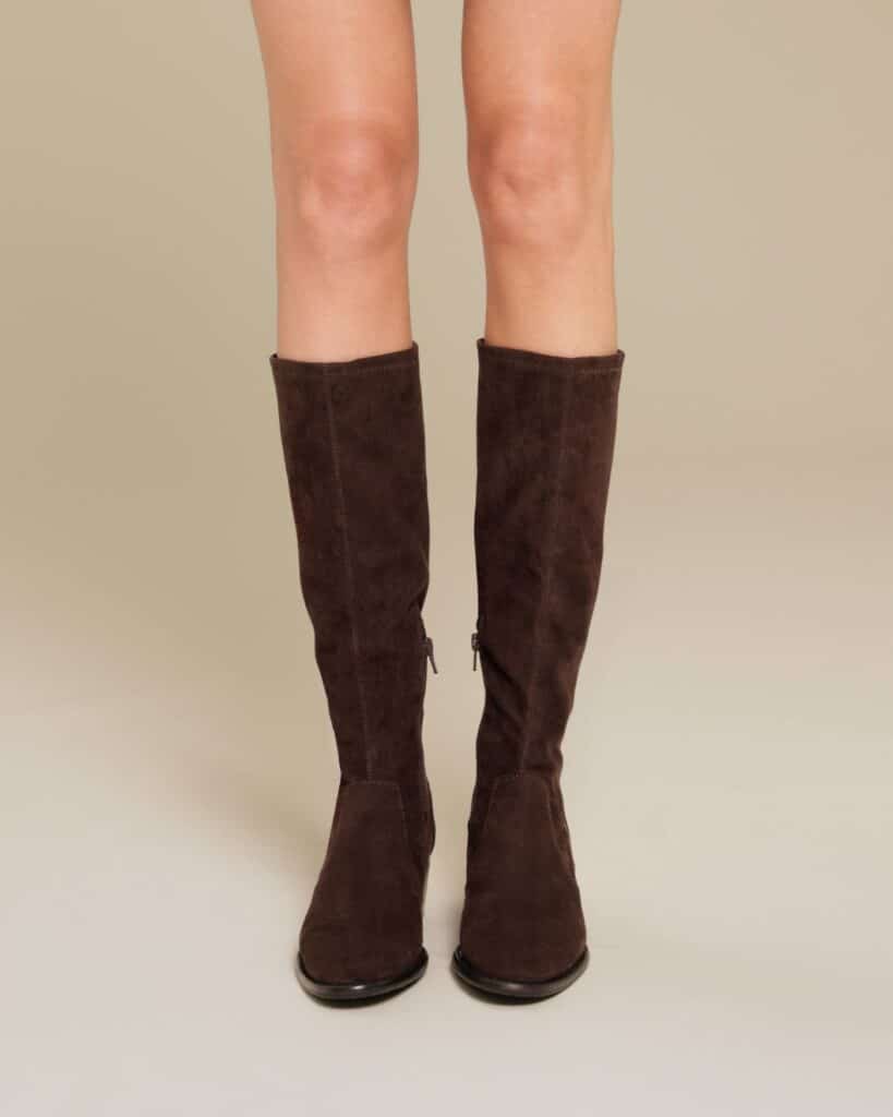 Bottes hautes en stretch marron