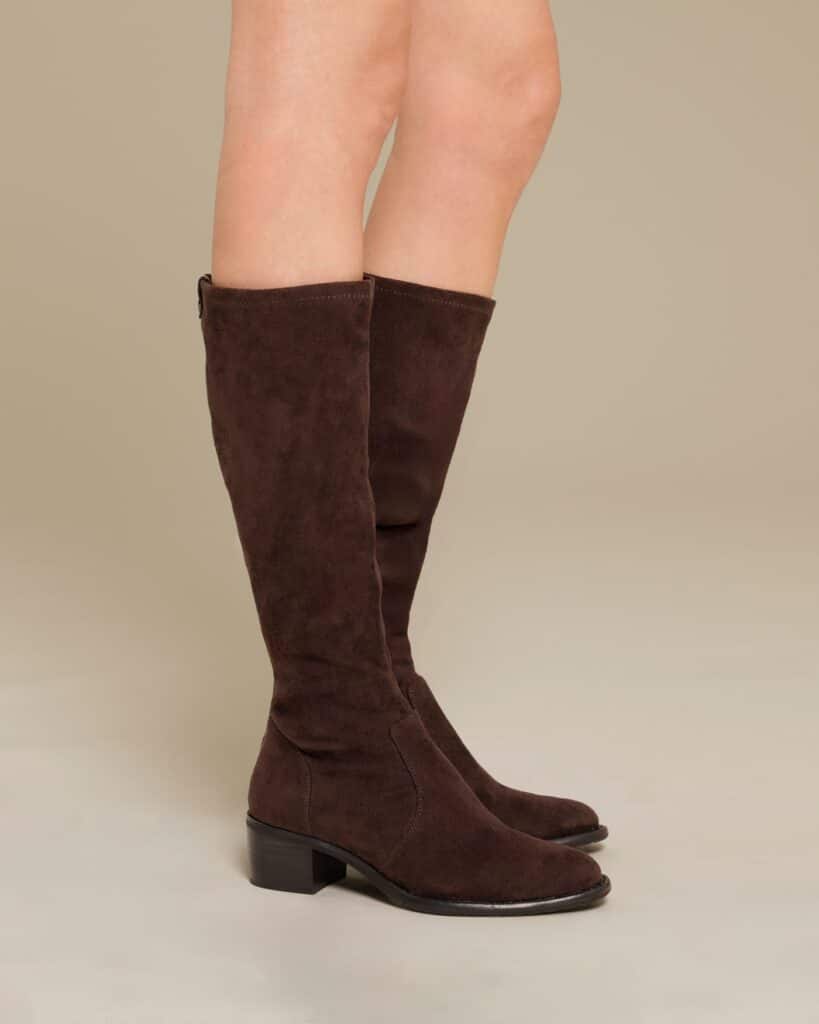 Bottes hautes en stretch marron